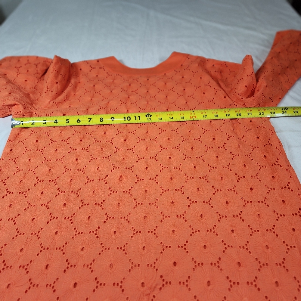 Peck & Peck Weekend Woman Orange Lace Pullover Blouse Shirt Size 16 - Picture 9 of 13